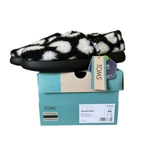 TOMS Alpargata Mallow Black Hearts Faux Shearling Slip-On Shoes - Size 8 or 9